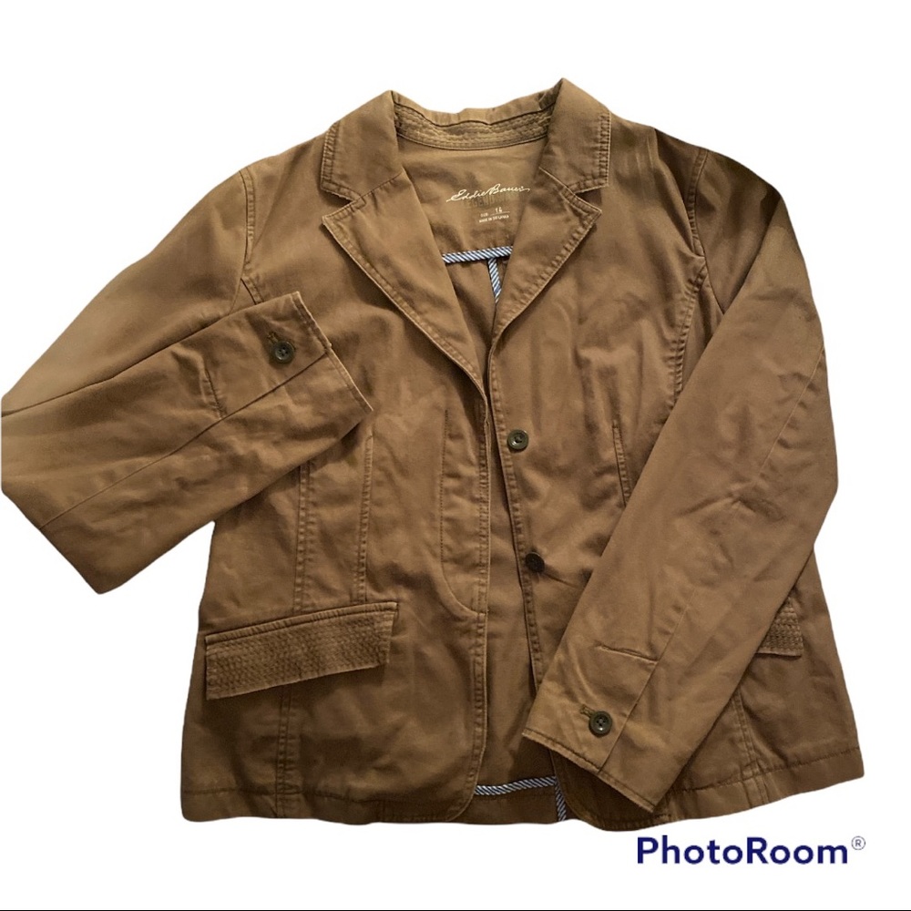Eddie Bauer Women’s Size 14 Jacket | Tan Legend Wash Utility Style | Outerwear